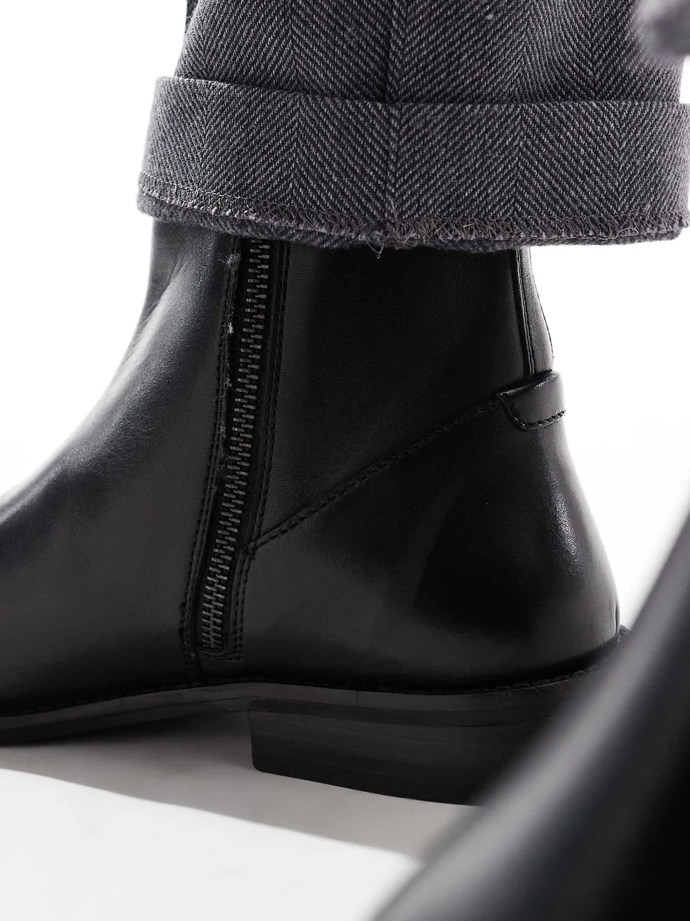 ASOS Black Leather Chukka Zip Boots